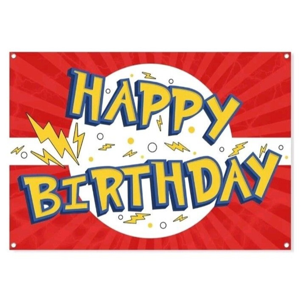 Red White Yellow Cartoon Birthday Party Backdrop-5x3ft Photography Party Banner